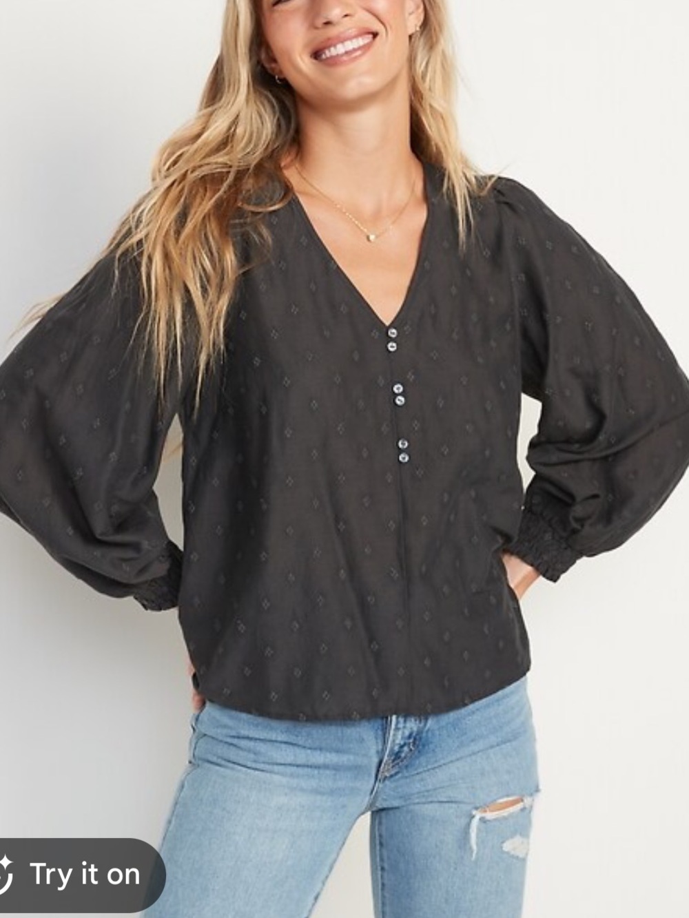 Old Navy Textured Long Sleeve Peasant Top Plus Size XXL
